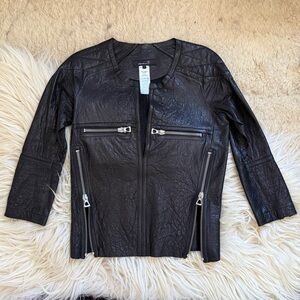 Isabel Marant Black Leather Zipper Top